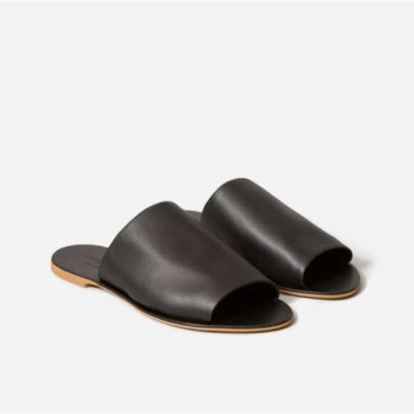 Everlane Shoes - EVERLANE The Day Slide Black Leather Sandals Flip Flops Black  7.5